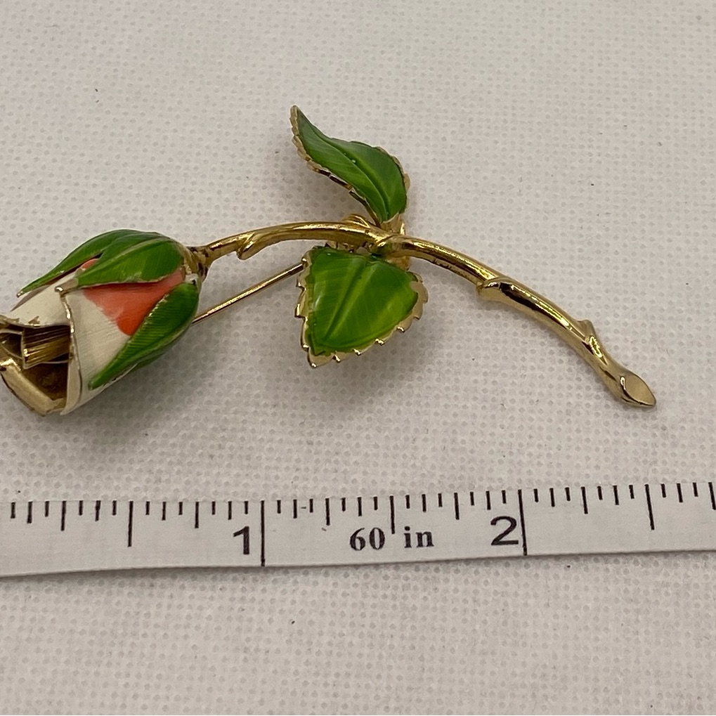Elegant Giovanni Gold And Green Rose Brooch 11$